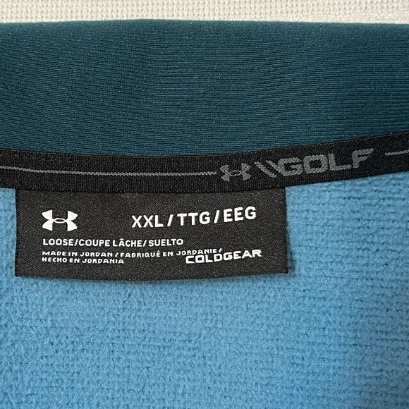 Men’s Big &‎ Tall UA Pullover ColdGear Fleece 1/4 Zip Loose Fit EUC Sz XXL Blue - Picture 2 of 10